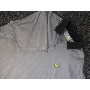 Slazenger Polo Shirt Mens XL Gray Black Masters Logo Augusta Golf Herringbone